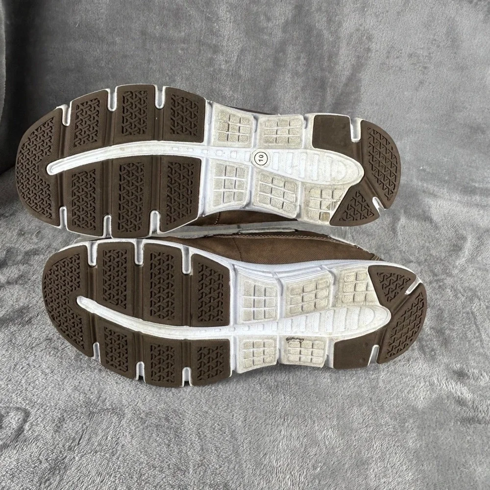 Margaritaville Cabo Brown Canvas Boat Shoes Mens 10M Striped Heel Loafers 315150